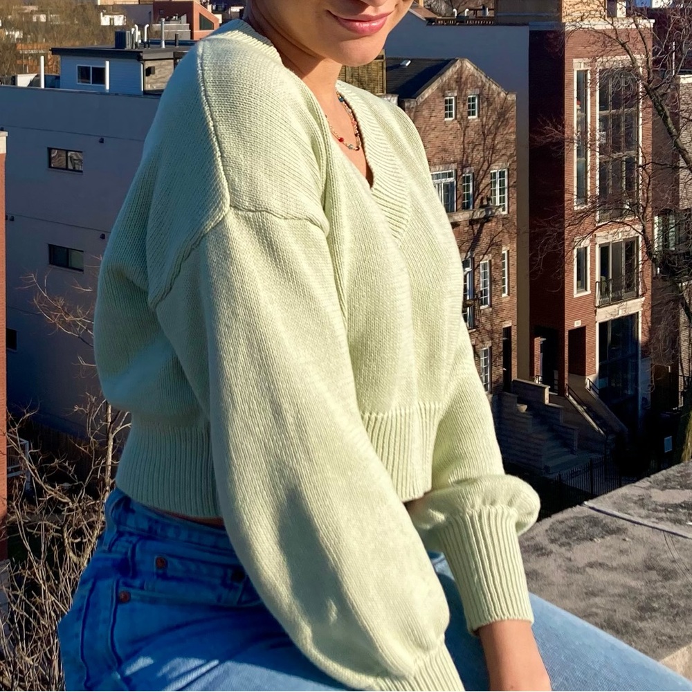 Light Green Knit Crop Sweater